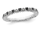 1/8 Carat (ctw) Black & White Diamond Heart Band Ring in Sterling Silver